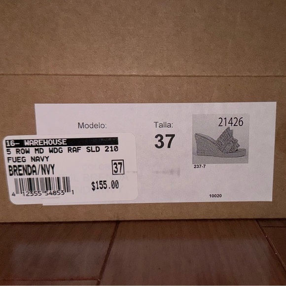 NIB Fuego Brenda Navy Raffia Fringe Espadrille Wedges - Picture 11 of 11